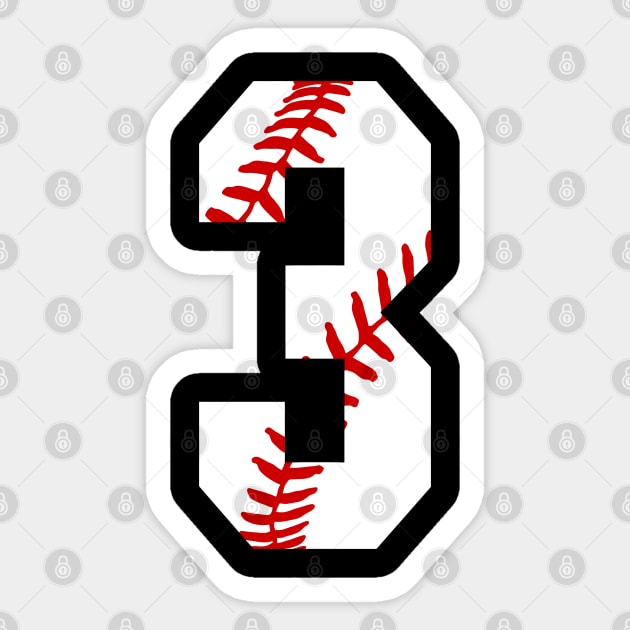 Baseball Number 3 3 Baseball Shirt Jersey Favorite Player Biggest Fan Baseball Number 3 Sticker TeePublic